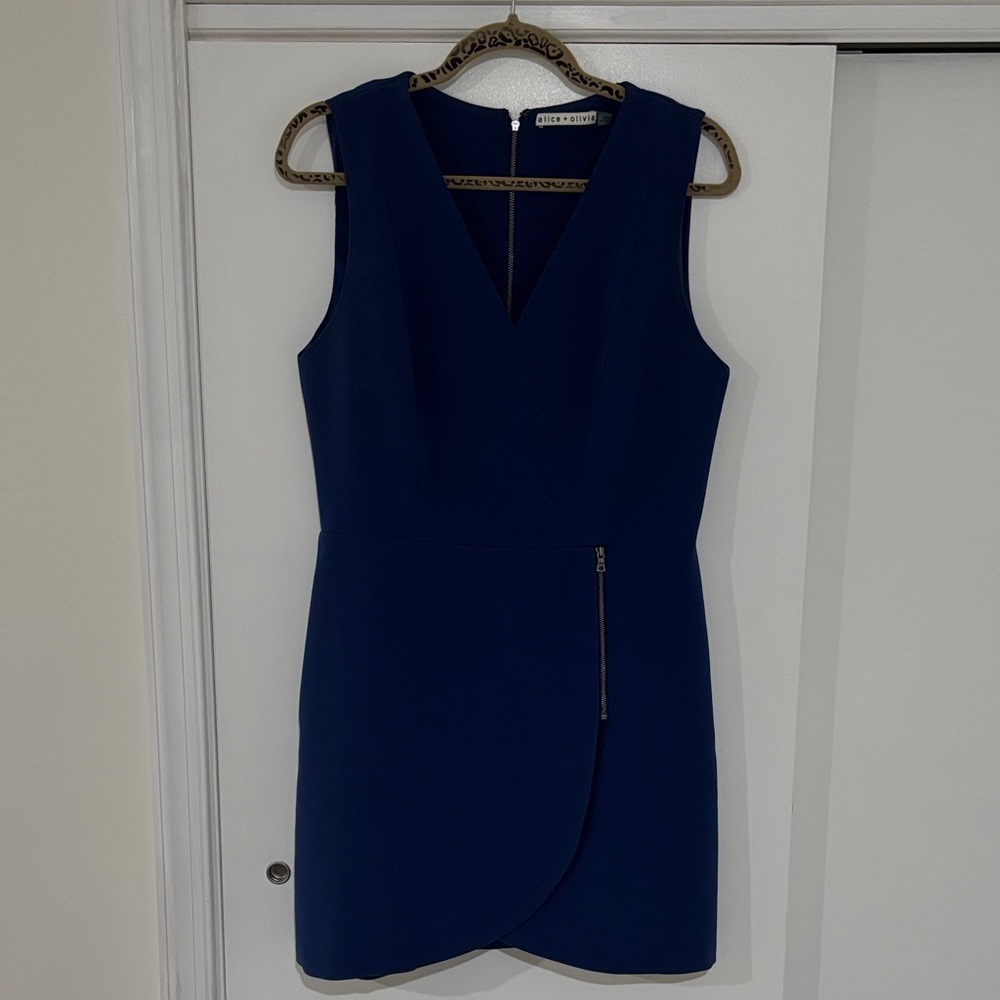Alice + Olivia Deep Blue Sleeveless Mini Dress